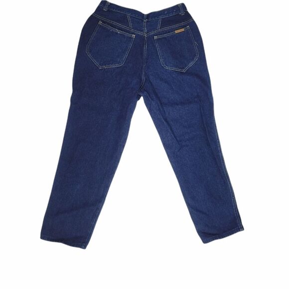 VINTAGE 80s mom jeans high rise dark wash pleated denim 12 - Picture 2 of 9